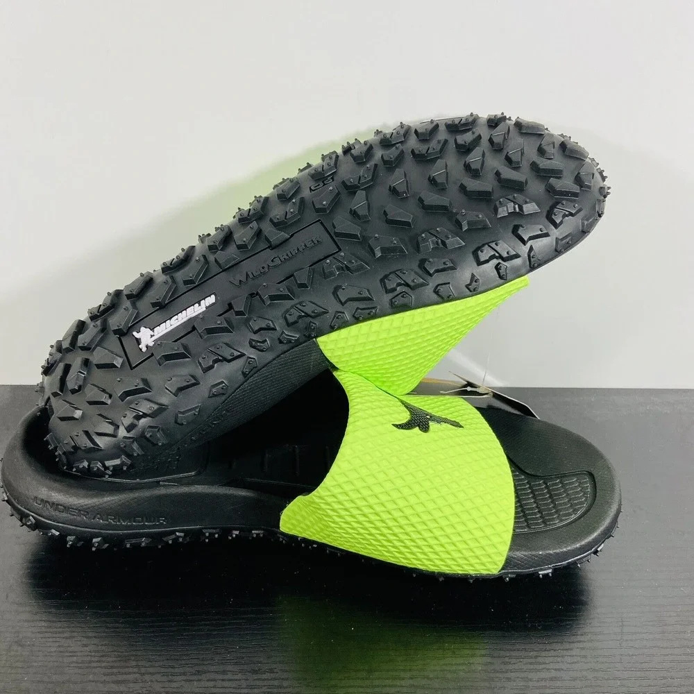 Mens Under Armour Project Rock‎ Green Slides Strap Sandals 3025237 Size 9